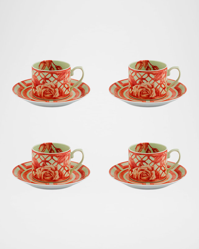The Meaning Tea Cups & Saucers Set, Set of 4